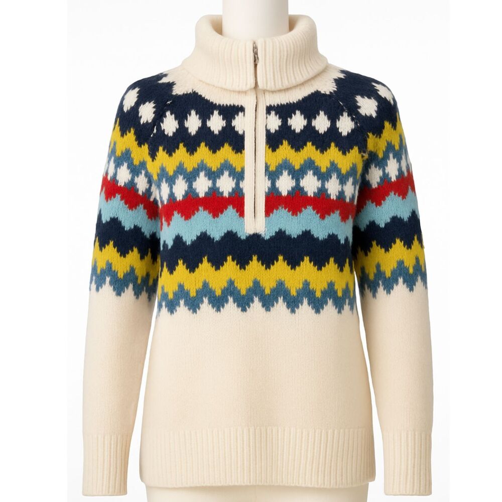 Aerie Fair Isle Half Zip Sweater Wool Blend Cozy Soft Nordic Pattern M Winter
